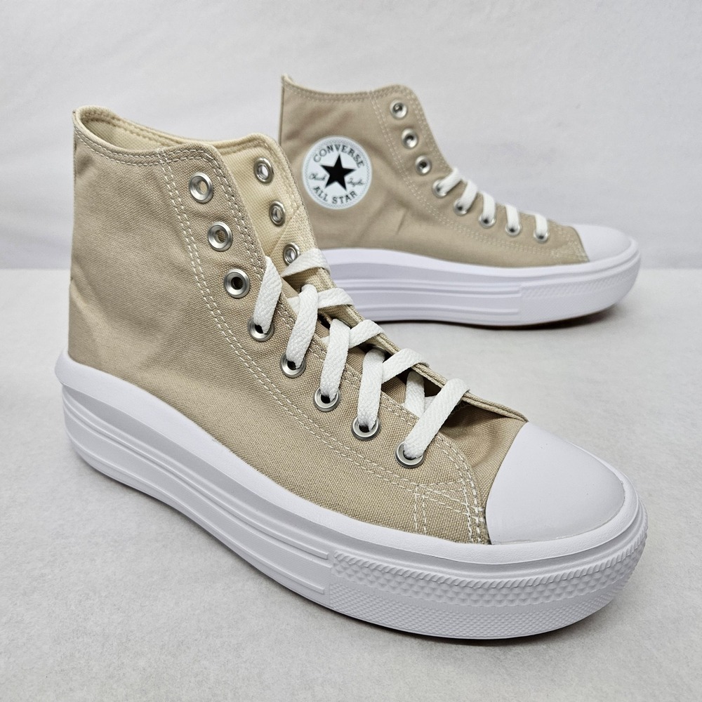 Converse Womens Chuck Taylor All Star Move Platform Sneaker A04365C Beige Sz 8.5